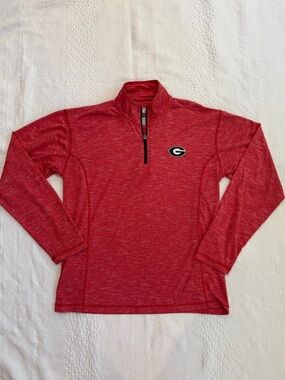 Georgia Bulldogs Quarter Zip Pullover UGA Red Shirt Adult Large L